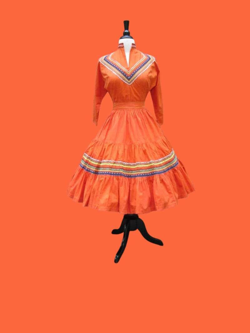 1950Er Jahre Pat Playful Terrasse Set/Vintage 50S Orange Bluse + Teller Rock Kleid 1950Er Jahre Pat Playful Terrasse Set/Vintage 50S Orange Bluse + Teller Rock Kleid von dixiefried