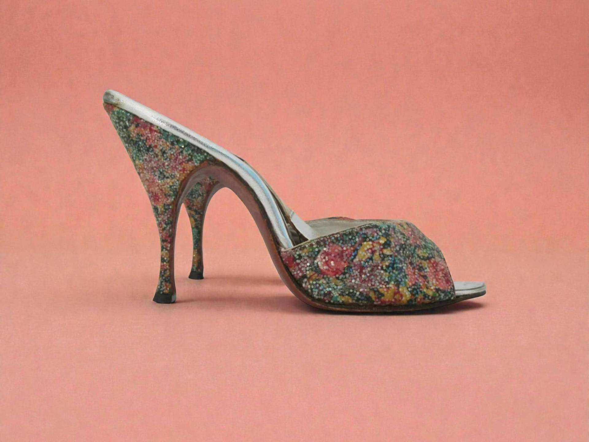 1950Er Jahre Schillernde Darlene Springolators/Vintage 50S Funkelnd Konfetti Glitzer High Heels Pantoletten von dixiefried