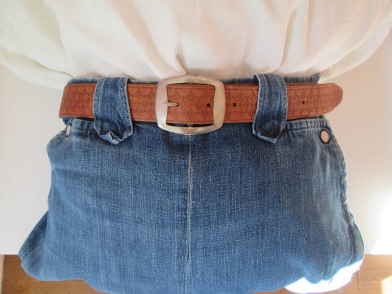 1950Er Jahre Western Gürtel/Vintage 50S Brauner Leder Mit Prägung + Silber Metall Schnalle von dixiefried