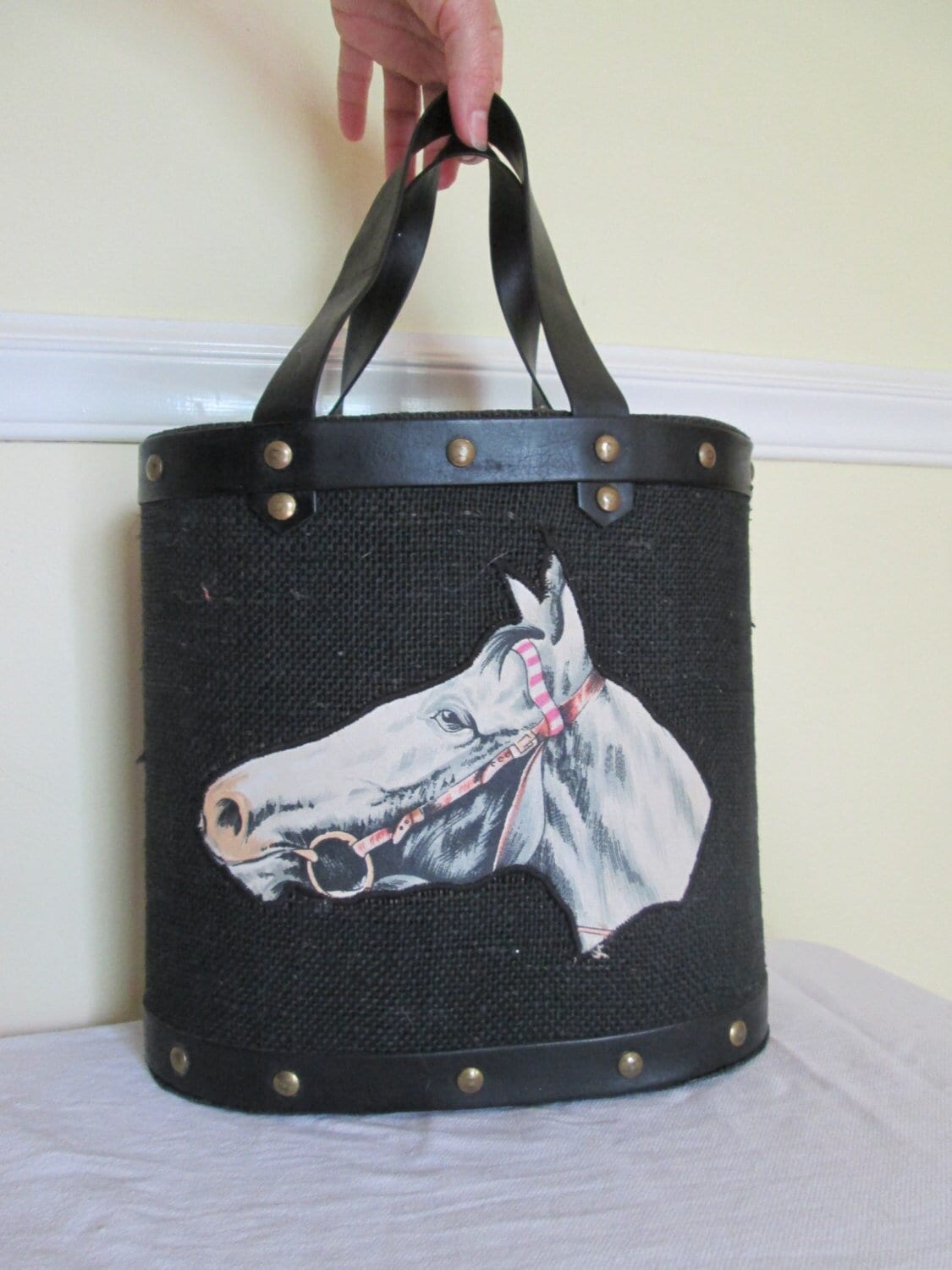 1950S Hazel Hands-On Pferd Handtasche/Deadstock Vintage 50Er Jahre Enid Colling Stil Nieten Western Bucket Cowgirl Hinterwäldler von dixiefried