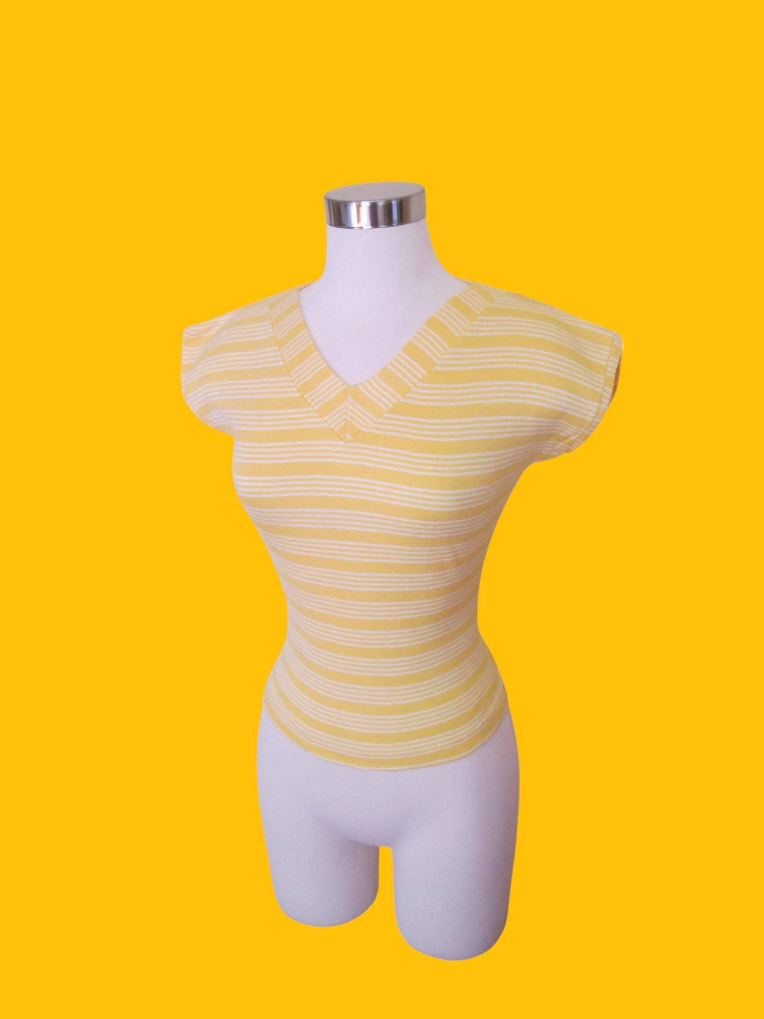 1950S Markantes Gestreiftes Hemd/Deadstock Vintage 50S Gelb + Weiß Top Pullover Bad Girl Jd von dixiefried