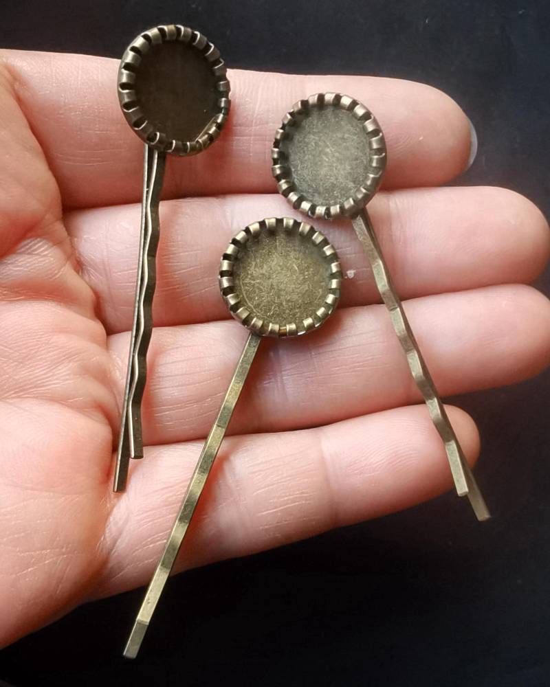 18 Stück Bronze Filigrane Blumen Haarnadel Basis 12 Mm Cabochon Fassung A0 von diygem