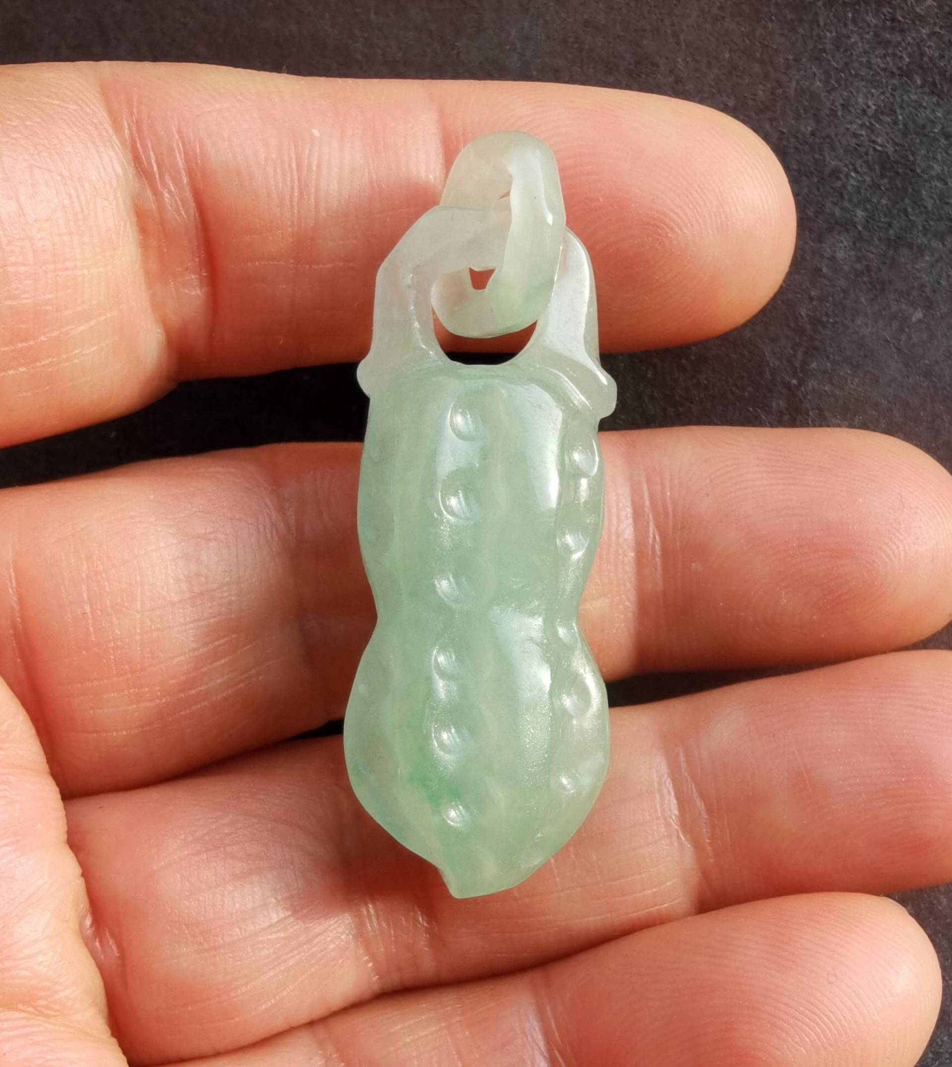 3D Erdnuss Charme Schnitzen Grünen Jade Stein Anhänger, Amulett Für Die Herstellung Handgemachte Halskette Edelstein Perle Schmuck Lieferungen von diygem