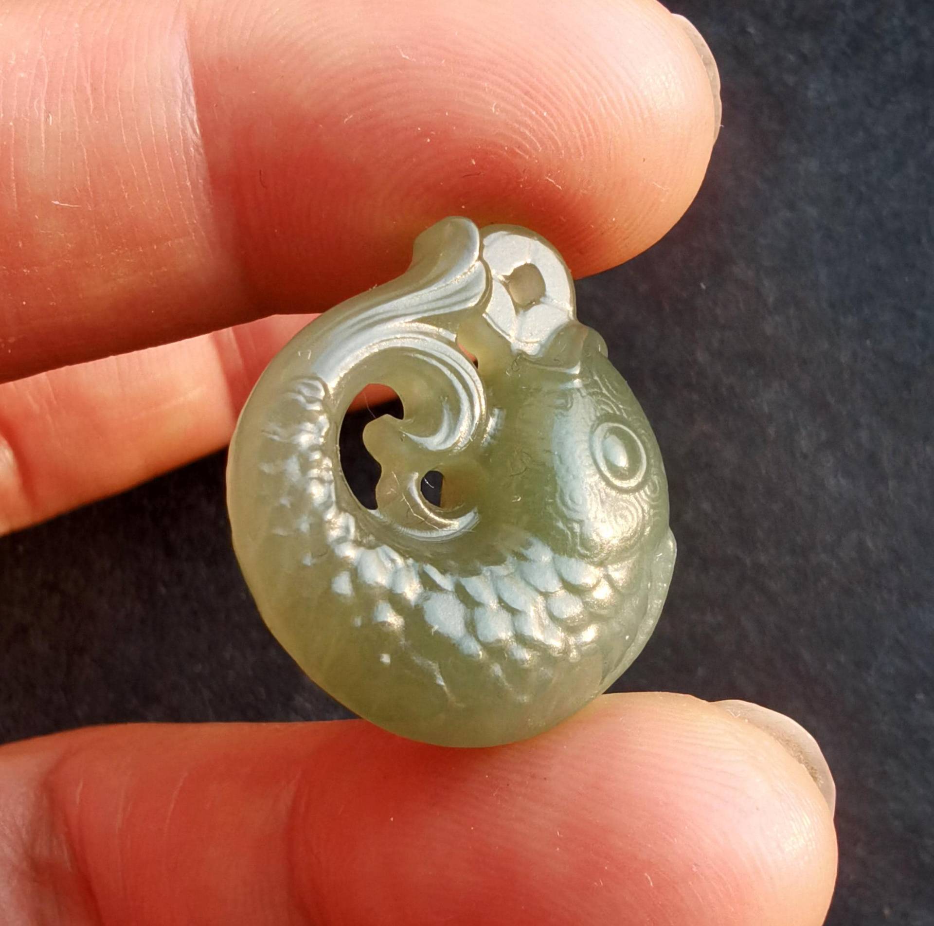 3D Fisch Schnitzen Natürlichen Jade Stein Anhänger, Amulett Für Die Herstellung Von Hand Halskette Schmuck von diygem