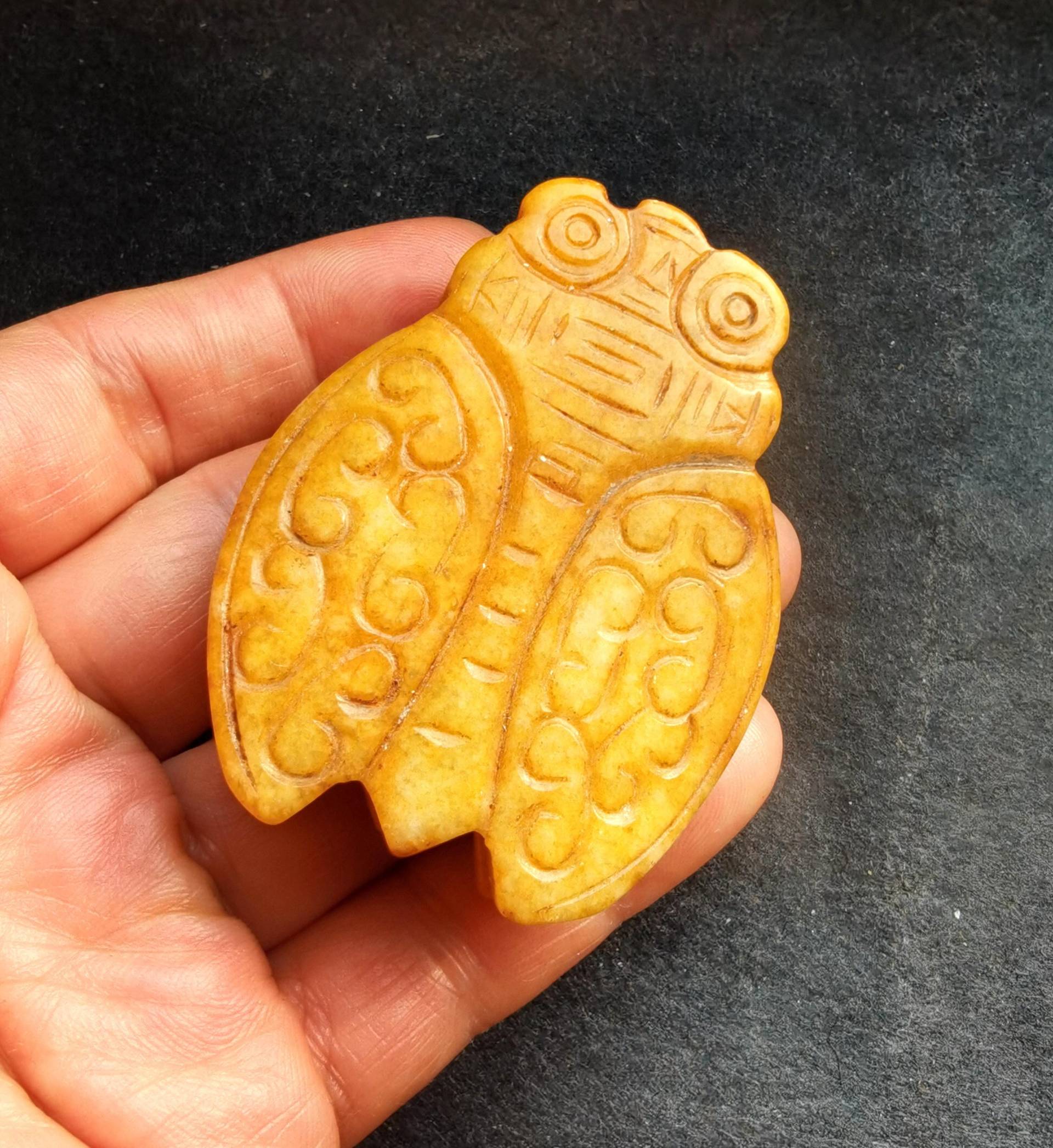 3D-Zikade, Die Gelben Jadestein-Anhänger, Doppelseitige Jade, Glücksbringendes Amulett Für Herstellung Der Handgemachten von diygem