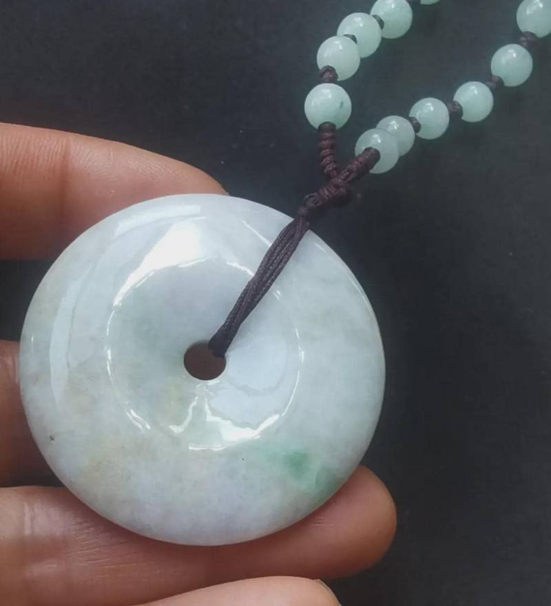 46 Mm Grün Jadeit Donut Anhänger Edelstein-Amulett von diygem