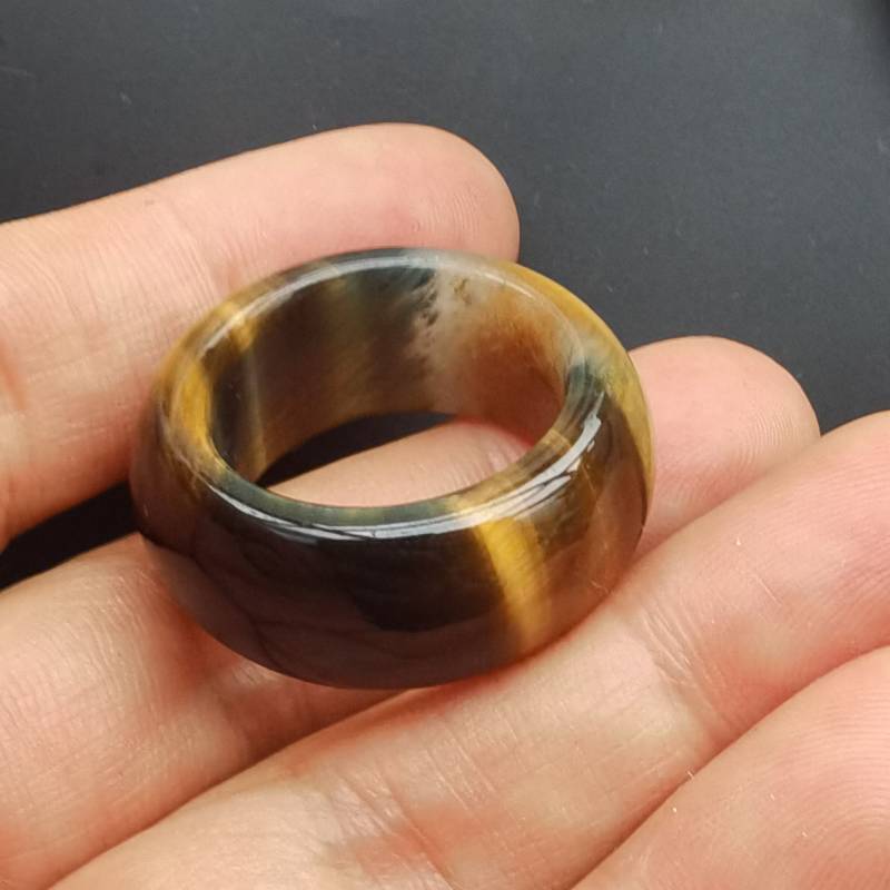 Blau & Gelb Tigeraugen-stein-Ring Gebänderter Amulett-Ring von diygem