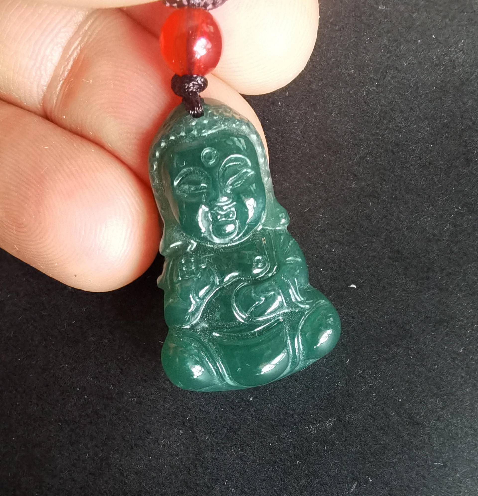 Blaue Jadeit Buddha Anhänger Jade Amulett Halskette von diygem
