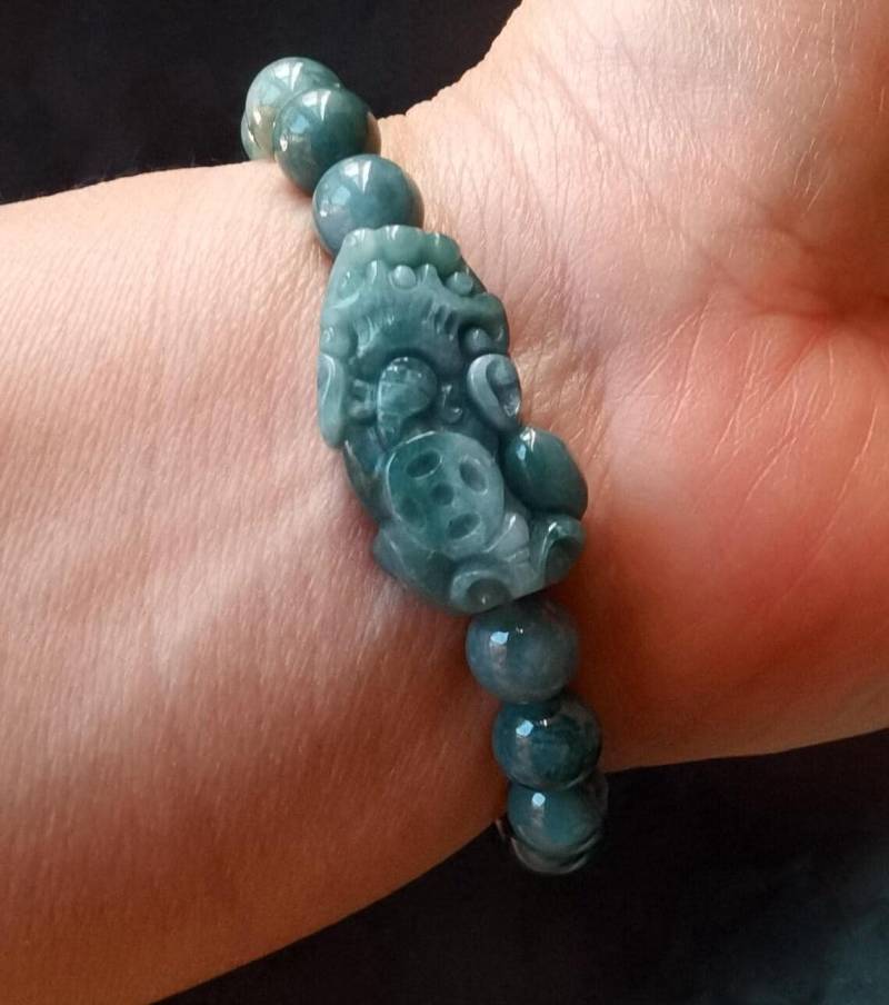 Blauer Jadeit/Pixiu Dragon Armband Amulett Edelstein | 8 Mm von diygem