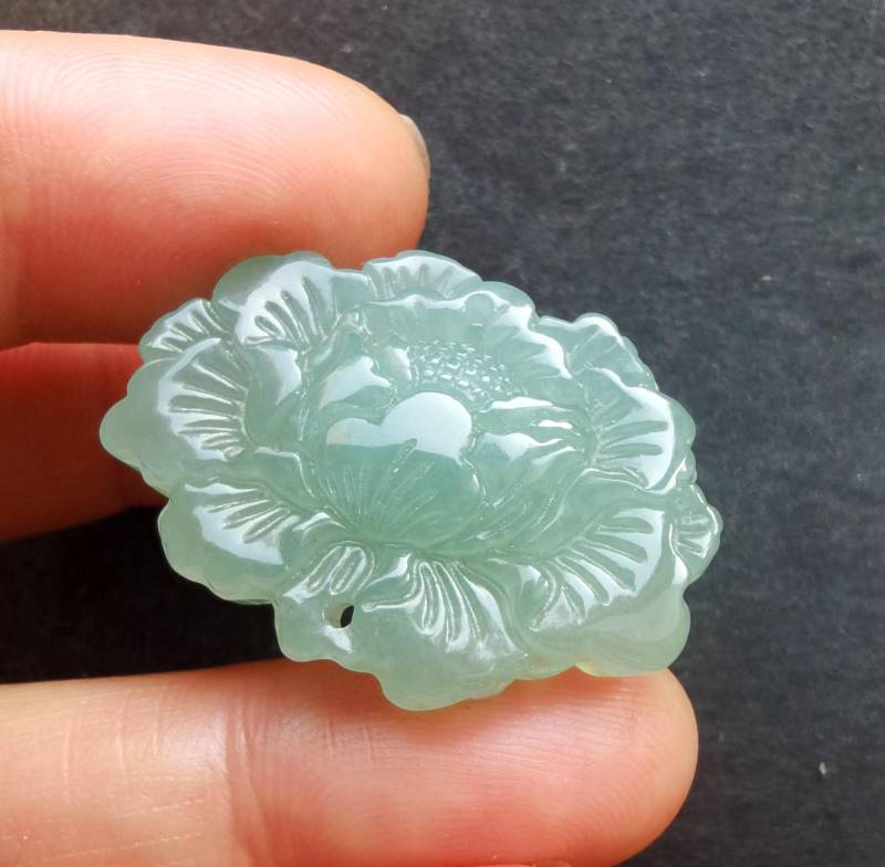 Charme Blume Schnitzen Natürlichen Grünen Jade Stein Anhänger Link, Edelstein Perle, Amulett Talisman Für Tier Machen Handgemachten Halskette Schmuck von diygem