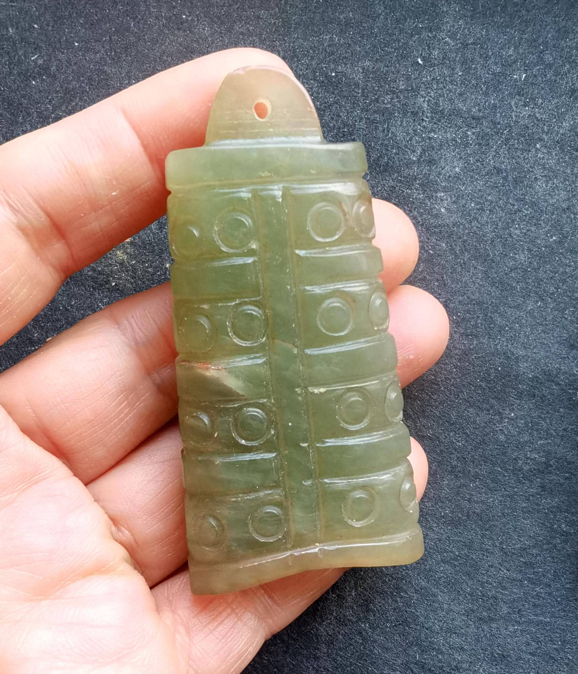 Chime Bells Schnitzen Natürlicher Grüner Jade Stein Anhänger, Double Face Jade, Edelstein Perle Für Die Herstellung Von Amulett Talisman von diygem