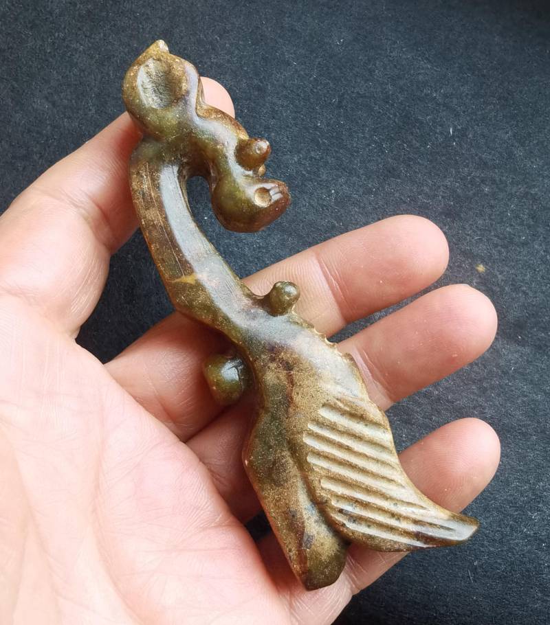 Drache Zikade Schnitzen Natürlichen Grünen Jade Stein Anhänger, Double Face Animal Halskette Für Die Herstellung Von Handgemachten Edelstein von diygem