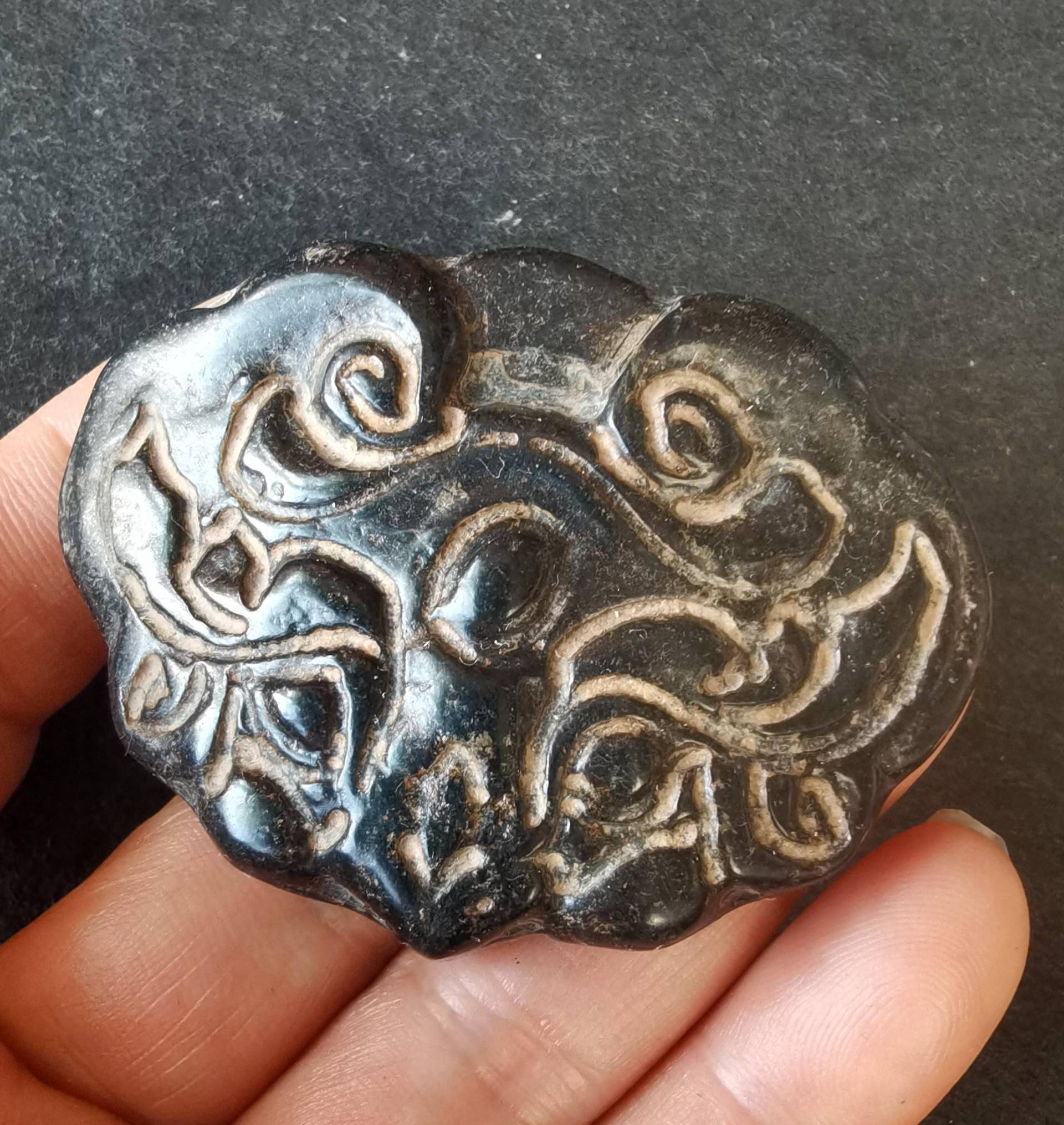 Drachengesicht Carving Natürlicher Schwarzer Jade Jaspis Stein Anhänger, Amulett Talisman Halskette Jewerly Zb von diygem