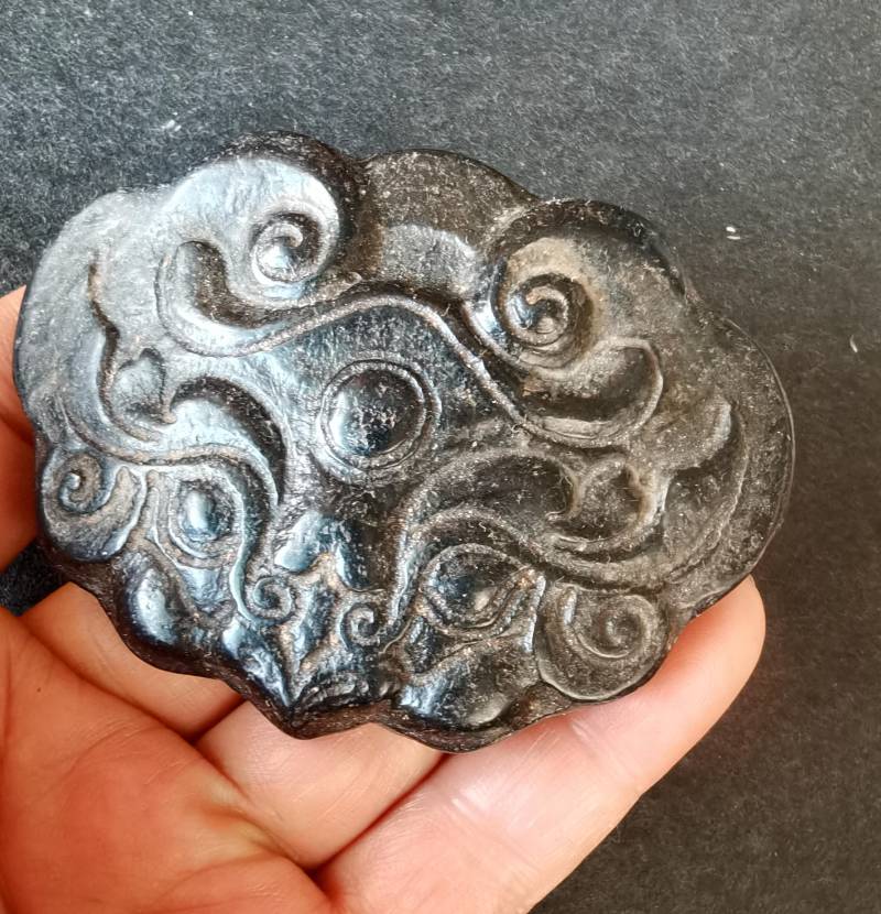 Drachengesicht Oval Schwarze Jade Jaspis Stein Amulett Anhänger, Edelstein Schmuck Z.b von diygem