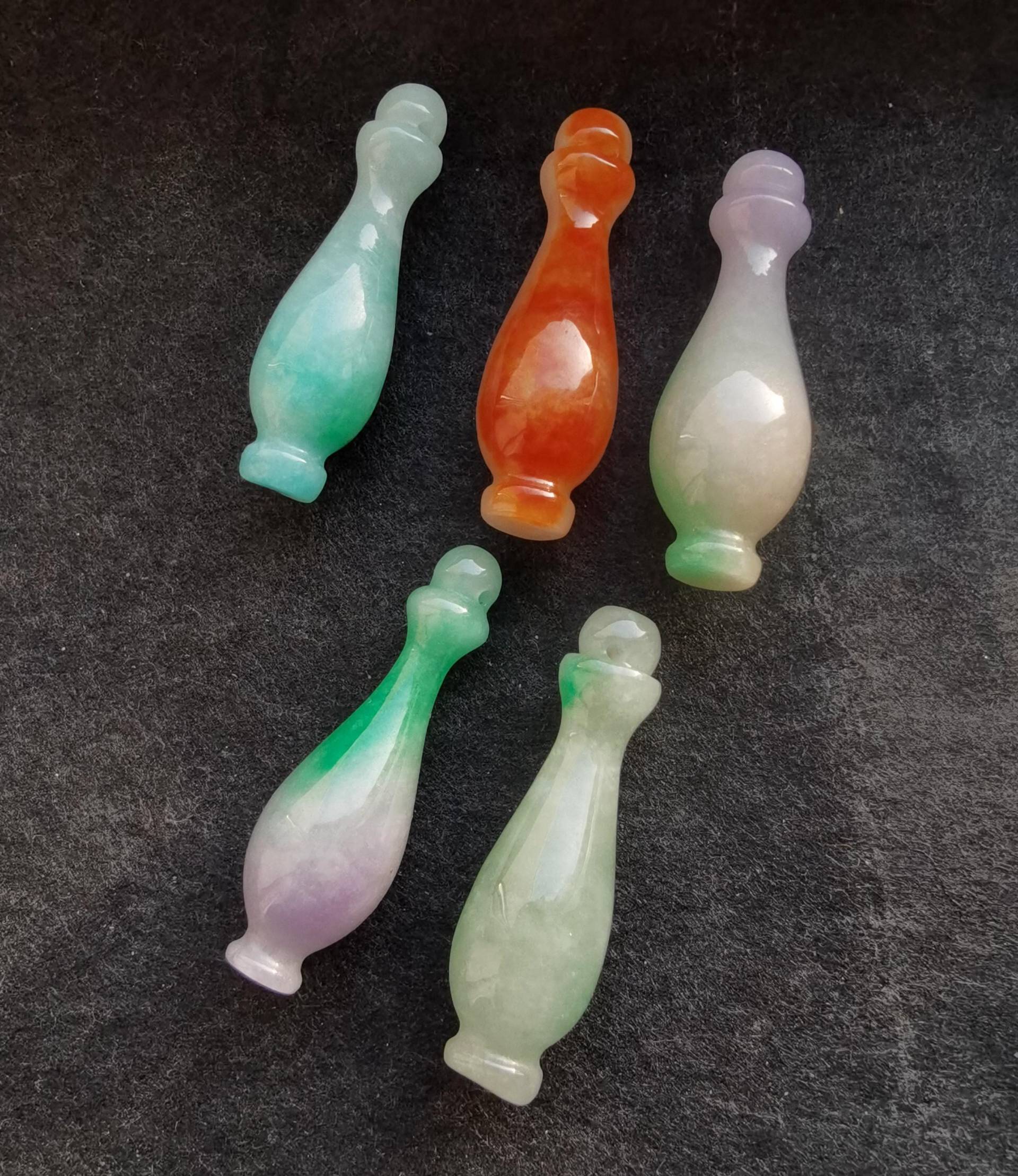 Frieden Flasche Vase "平安"Schnitzen Grün Orange Jade Stein Anhänger, Double Face Link, Amulett Mythical Für Die Herstellung Von Handgemachten von diygem