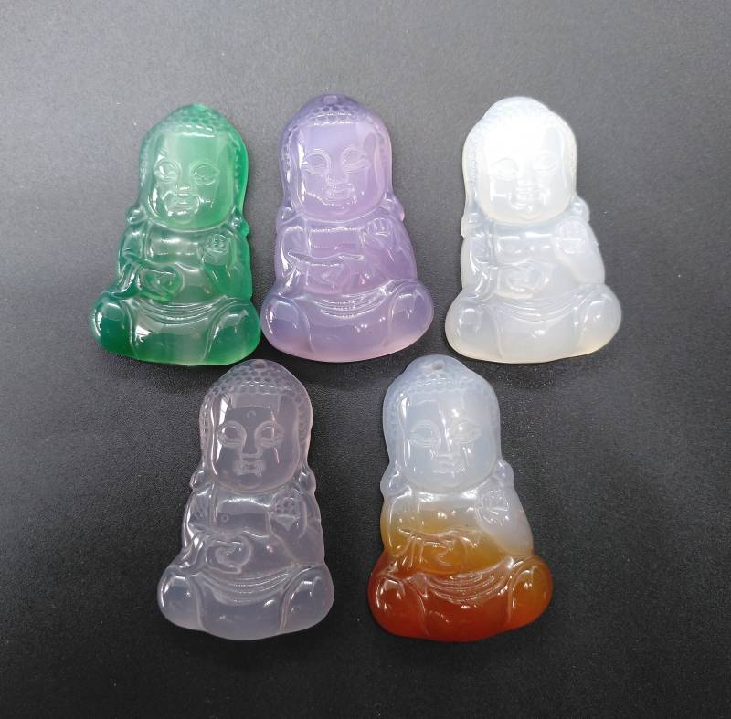 Geschnitzte Achat Buddha Anhänger Oval Edelstein Amulett Perle | 40mmx26mm von diygem