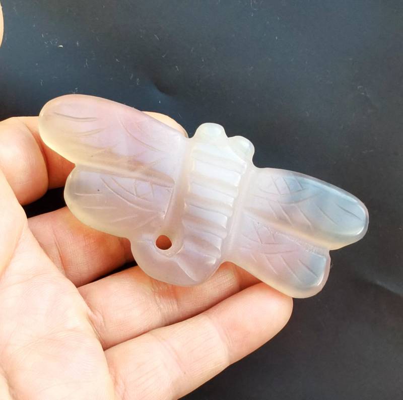 Geschnitzte Achat Libellen Anhänger Edelstein Amulett Talisman von diygem