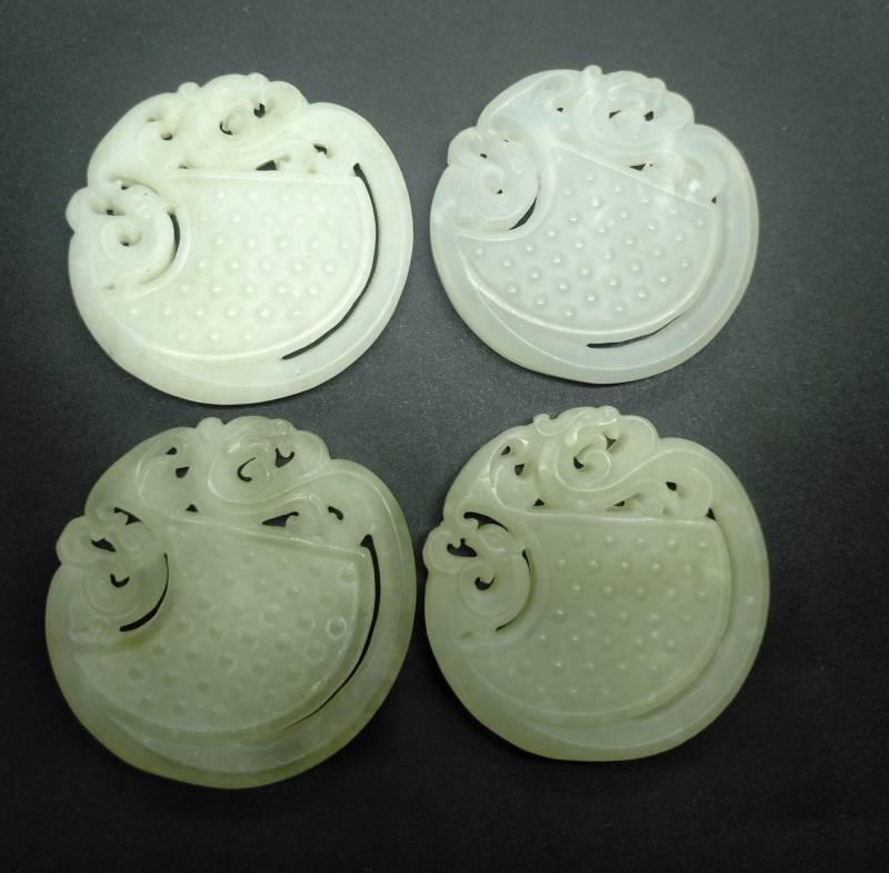 Geschnitzte Grüne Jade Anhänger Drache Phoenix Amulett | 50 Mm von diygem