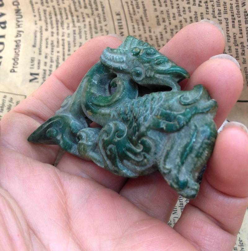 Geschnitzte Jade Drache-Maus Anhänger Amulett Schmuck von diygem