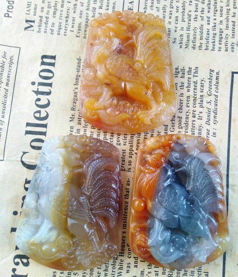 Geschnitzte Natürliche Jade Anhänger Amulett Edelsteinperle | 54 Mm von diygem