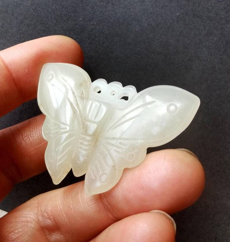 Geschnitzte Natürliche Jade Schmetterling Anhänger Amulett Talisman Halskette Schmuck von diygem