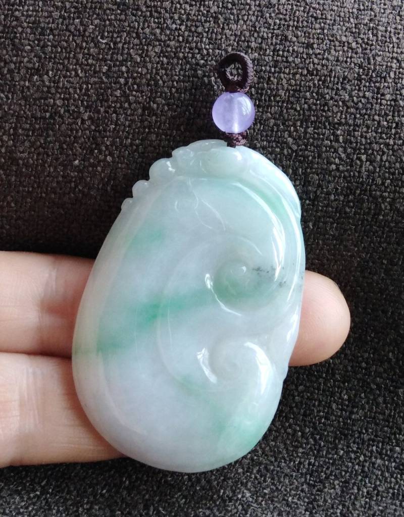 Geschnitzte Natürliche Jadeit Jade Blume Anhänger Grün & Weiß Edelstein Amulett von diygem