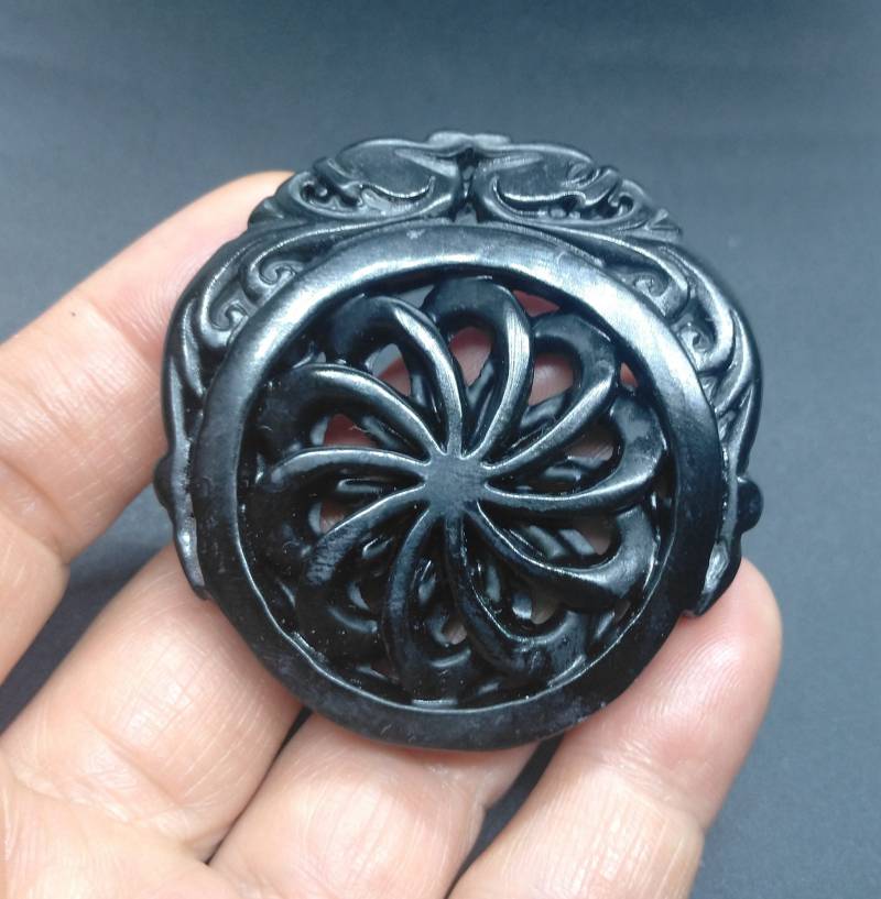 Geschnitzte Phoenix Schwarze Jade Anhänger Natürlicher Amulett Talisman von diygem