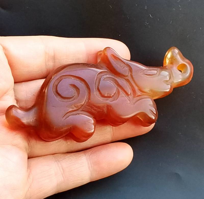 Geschnitzter Achat Elefant Anhänger Amulett Talisman Schmuck von diygem