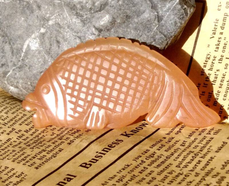 Geschnitzter Jade Fisch Anhänger Huanglong Edelstein-Amulett | 64 Mm von diygem