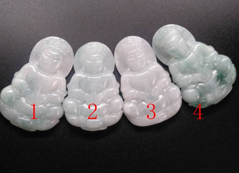 Geschnitzter Jadeit Buddha Anhänger Natürliche Guanyin Amulett Perle von diygem