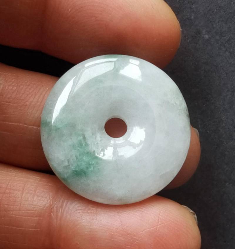 Grün Jade Donut Anhänger Natürliche Jadeit Stein Charme von diygem