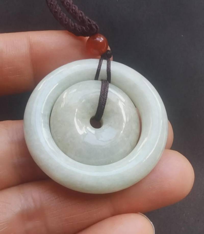 Grün Jadeit Donut Anhänger Fei Cui Amulett Schmuck von diygem