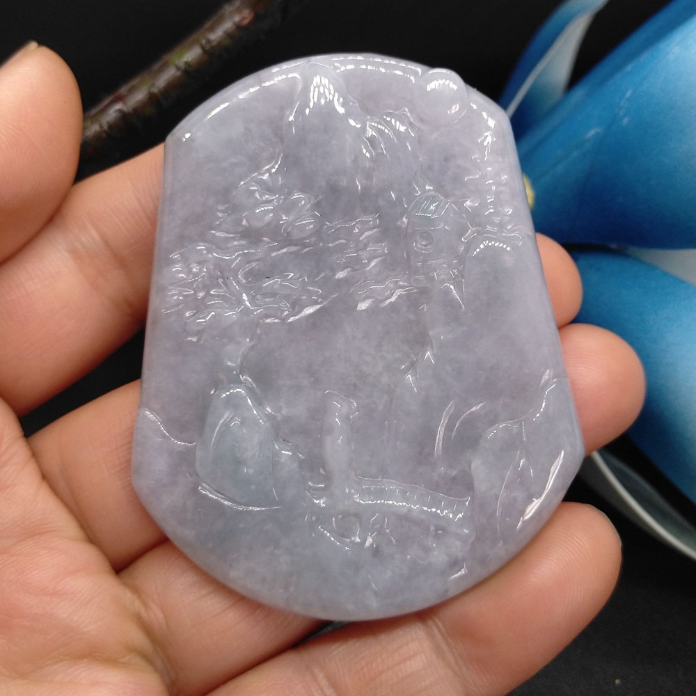 Handgeschnitzte Jade Anhänger Natürliche Jadeit Amulett Halskette von diygem