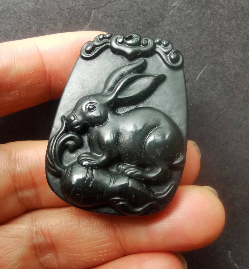 Jade Hase Anhänger Charm Sternzeichen Schnitzen, Amulett Halskette von diygem