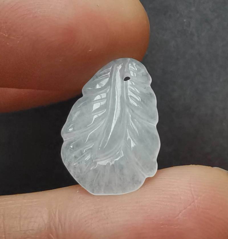 Jadeit Feder Anhänger Klasse A Geschnitzte Amulett Charme von diygem