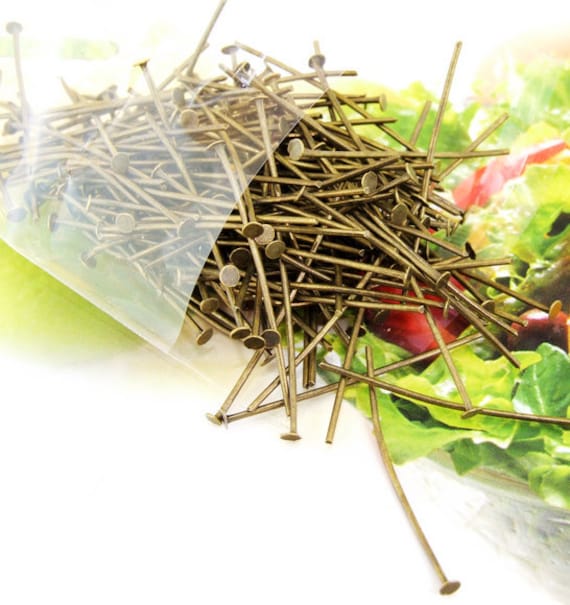 Kugelkopfstifte Antike Bronze Filigrane Metall 30 Mm - 100 Perlen von diygem