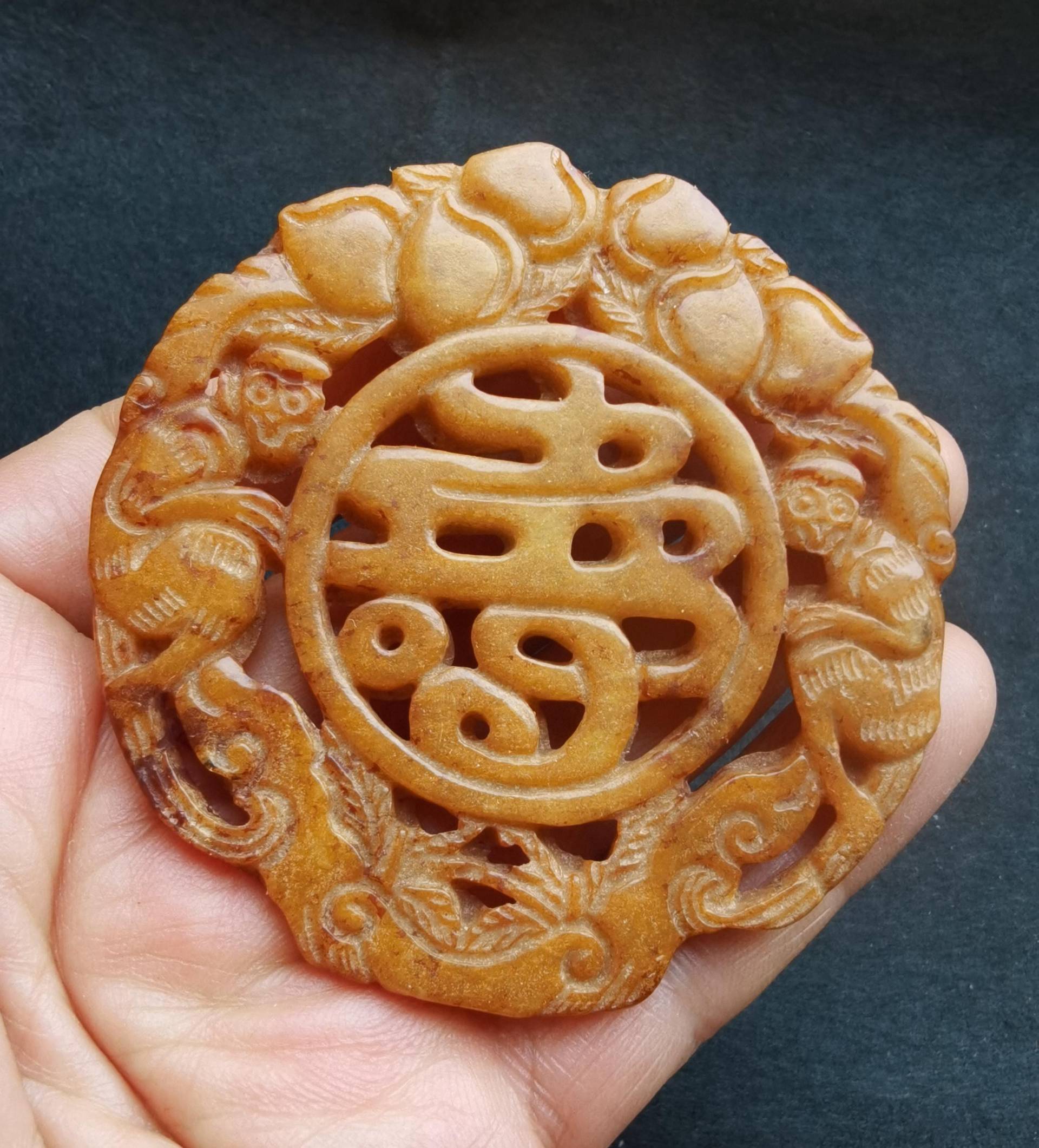 Langlebigkeit Affe Pfirsich Carving Gelb Jade Stein Anhänger, Doppel-Gesicht, Glück Amulett Für Machen Hand Halskette Schmuck, Schutz Segen Langlebigkeit Affe Pfirsich Carving Gelb Jade Stein Anhänger, Doppel-Gesicht, Glück Amulett Für Machen Hand Halskette Schmuck, Schutz Segen von diygem