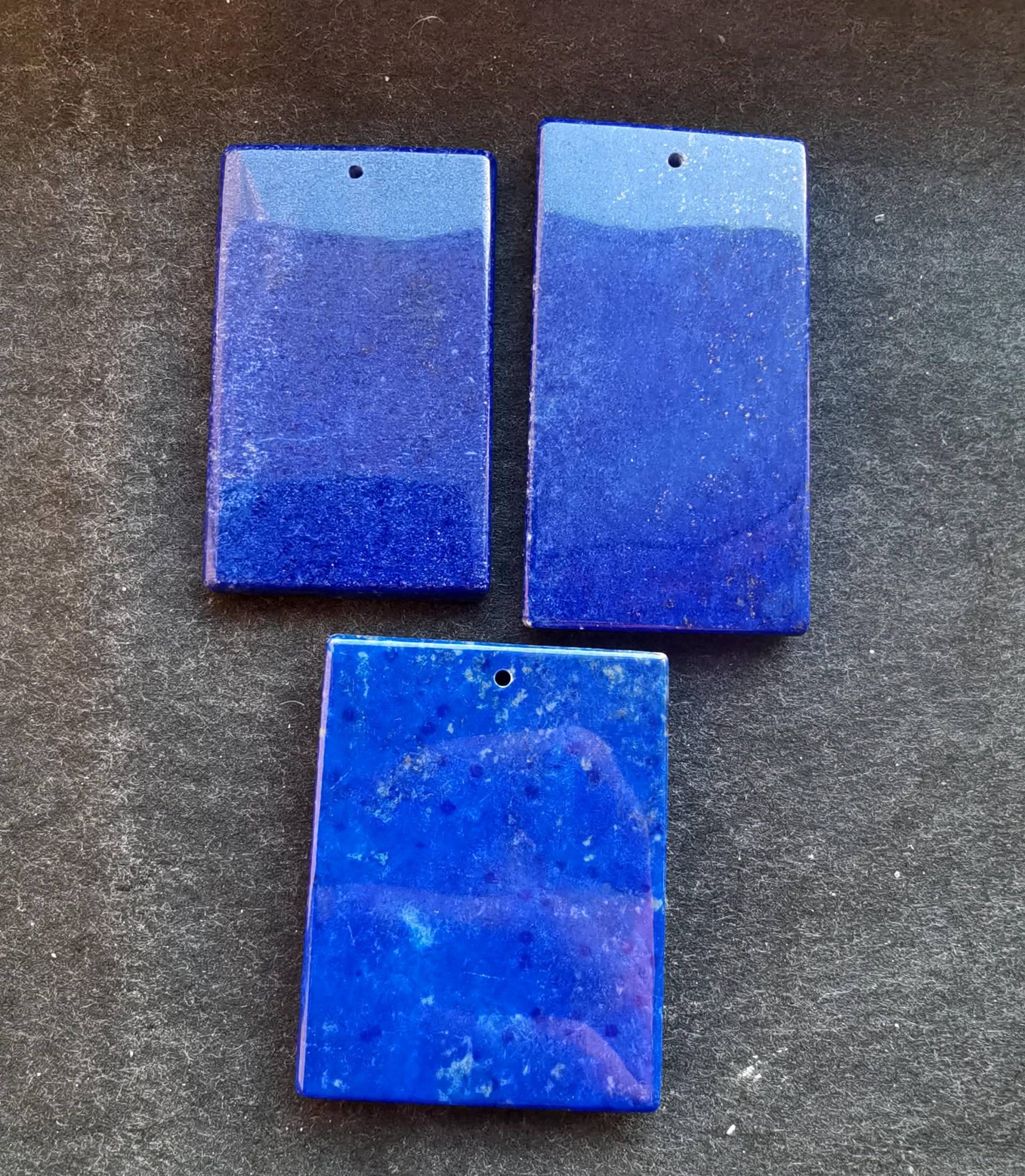 Rechteck Blau Lapislazuli Anhänger Amulett Naturstein Der Heilkunst von diygem