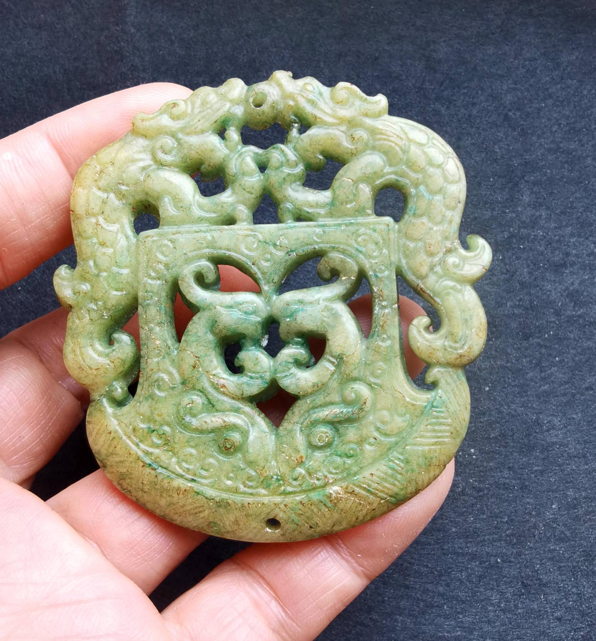 Rechteck Drache Phoenix Carving Grün Jade Stein Anhänger, Doppelfläche, Glück Amulett Für Die Herstellung Von Hand Halskette Schmuck, Schutz Segen Rechteck Drache Phoenix Carving Grün Jade Stein Anhänger, Doppelfläche, Glück Amulett Für Die Herstellung Von Hand Halskette Schmuck, Schutz Segen von diygem