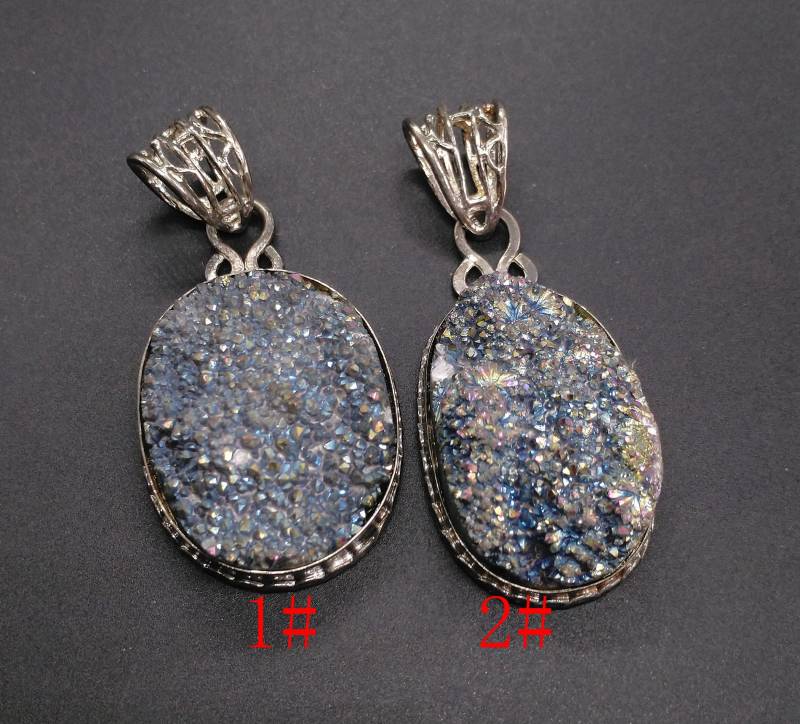 Schwarz Druzy Geode Anhänger Galvanisierter Edelsteinbeads Verbinder von diygem