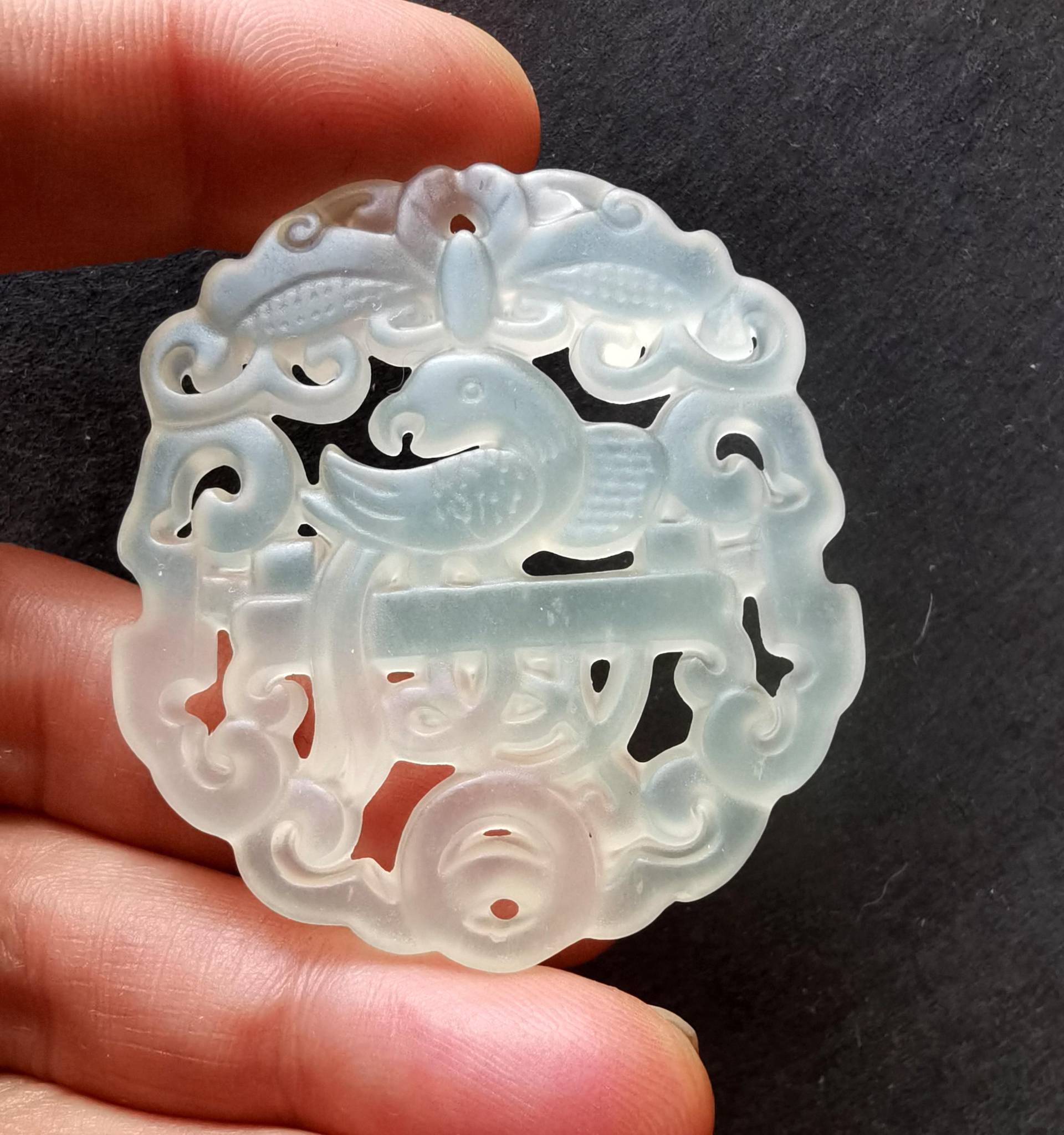 Vogel Schmetterling Carving Natürlicher Weißer Jade Stein Anhänger, Amulett Talisman Für Die Herstellung Von Halskette von diygem