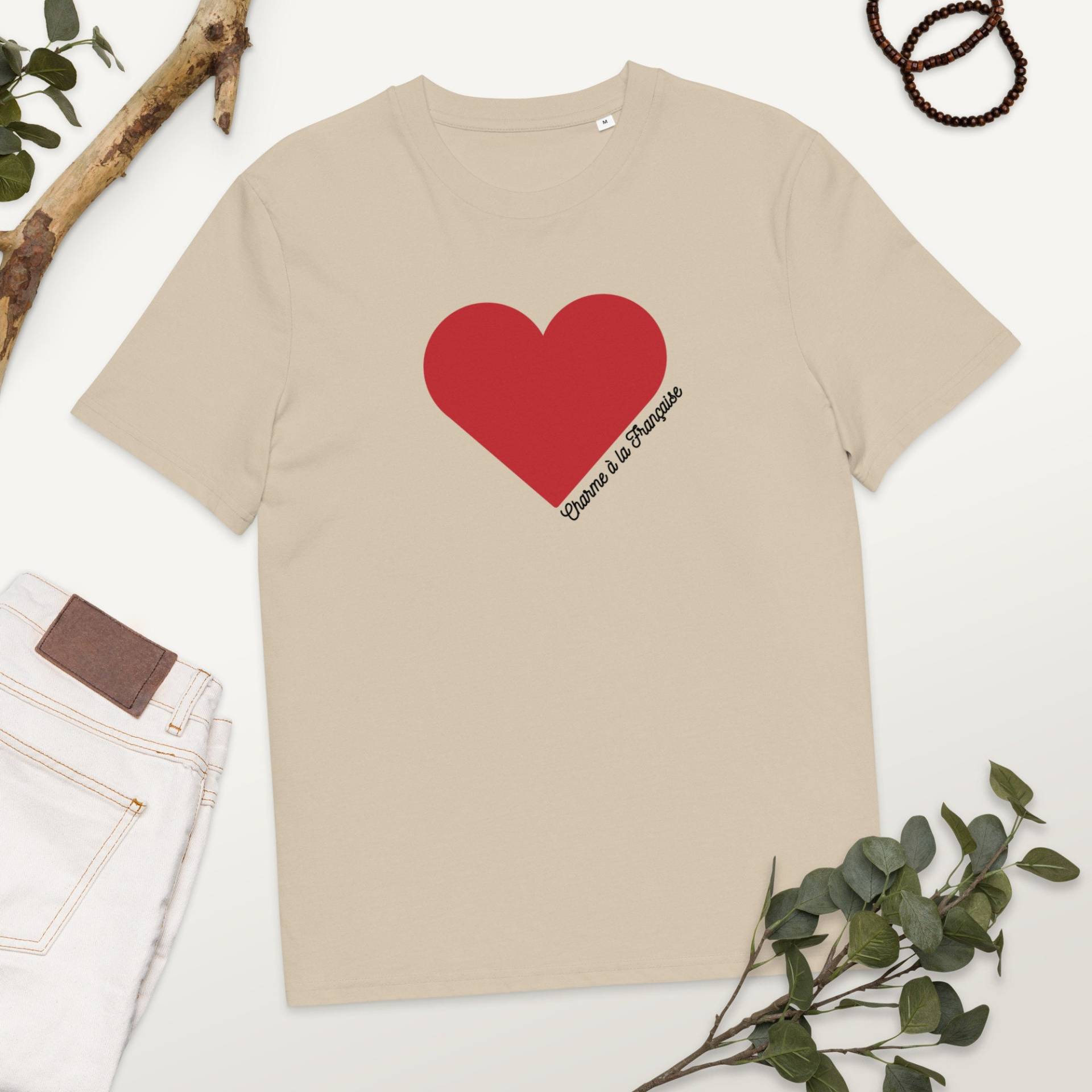 Charme À La Française Organic Cotton T-Shirt, Environmentally Conscious Fashion, Heart Love Shirt, Valentines Day, French Chic von diyserendipity