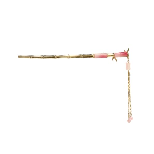 2 Stück Haarstäbe in Bambusform, Haarspangen for Frauen, silberne Haarstäbchen for Dutts, dekorative Essstäbchen mit Quaste, Haar-Accessoires, ästhetische Haarnadeln(Pink) von djgkENVQ