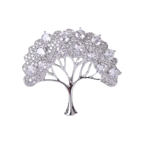 Brosche Pin für Frauen, Brosche Schmuck Zirkon Baum Brosche Mode einfache Pin Strickjacke Hemd Kleid Anzug Zubehör Brosche Hochzeit Bankett Brosche(Silver) von djgkENVQ