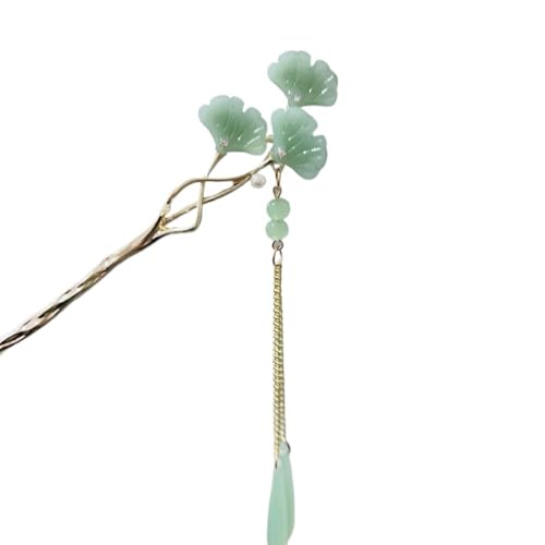 Haarstäbchen, 2 Stück Haarspangen for Frauen, Ginkgoblätter-Haarstäbchen for Dutts, Quastenkette, dekorative Essstäbchen, Haarschmuck, ästhetische Haarnadeln von djgkENVQ