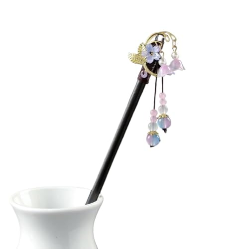 Haarstäbchen, 2 Stück Haarstäbchen aus Holz, Haarspangen for Frauen, chinesische Haarstäbchen for Dutts, dekorative Essstäbchen mit Blumenperlen, Haarschmuck, ästhetische Haarnadeln von djgkENVQ