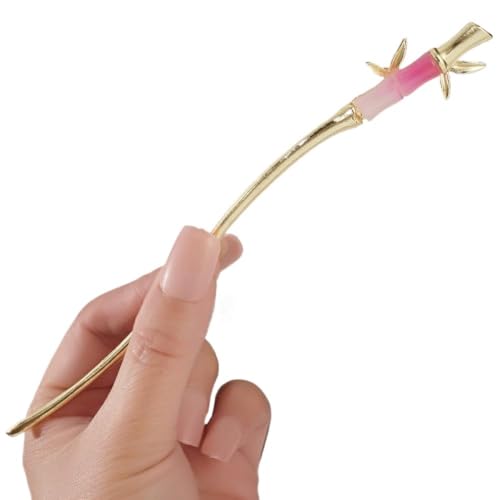 Haarstäbchen, 2 Stück Haarstäbchen in Bambusform, Haarspangen for Frauen, chinesische Haarstäbchen for Dutts, goldene Essstäbchen, Haarschmuck, ästhetische Haarnadeln(Pink) von djgkENVQ