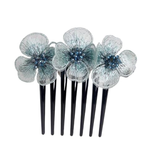 Haarstäbchen, 2 Stücke Stickerei Blumen Haarspange Haarspange Elegante Haar-Accessoires Haarkamm 7 Zahn Haarnadeln Kamm for Frauen Dutt(Green) von djgkENVQ
