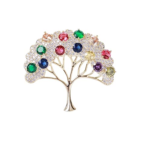 Brosche Pin für Frauen, Brosche Schmuck Zirkon Baum Brosche Mode einfache Pin Strickjacke Hemd Kleid Anzug Zubehör Brosche Hochzeit Bankett Brosche(Color) von djgkENVQ
