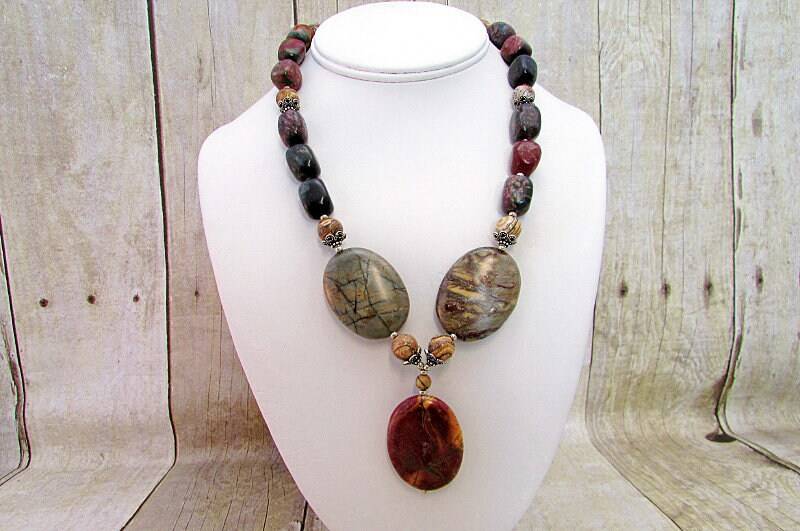 Red Creek Jaspis Halskette Mit Passenden Ohrringen von dkelleysdesigns